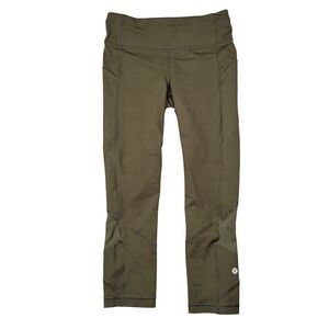 Lululemon Pace Rival Crop 22" Women's 4 Olive Luxtreme Run Leggings Pockets Gym